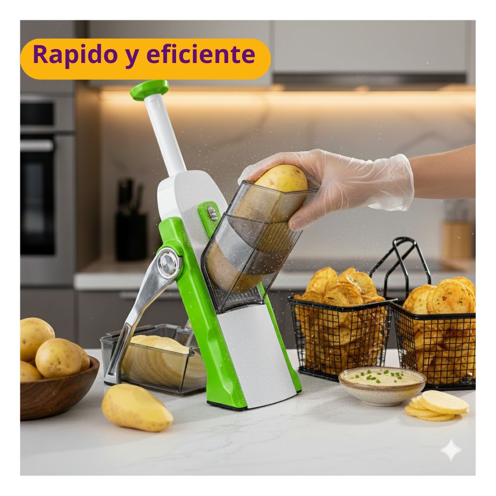 PICADOR MULTIFUNCIONAL VERDURAS Y PAPAS CORTA EN CUBOS JULIANAS RODAJAS