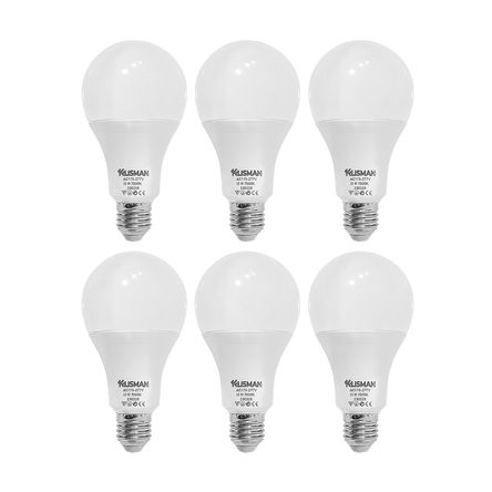 Pack x6 Focos LED KLISMAN E27 15W Luz Fría