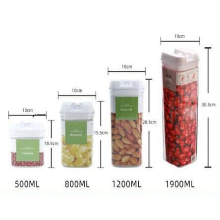 SET RECIPIENTES 7 PIEZAS CEREALES HERMÉTICO ALMACENAMIENTO GENIEKA Transparente