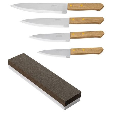 Combo Cuchillo de chef 4 Und, piedra afilador de cuchillo Truper Gris Combo Cuchillo de chef 4 Und, piedra afilador de cuchillo Truper Gris