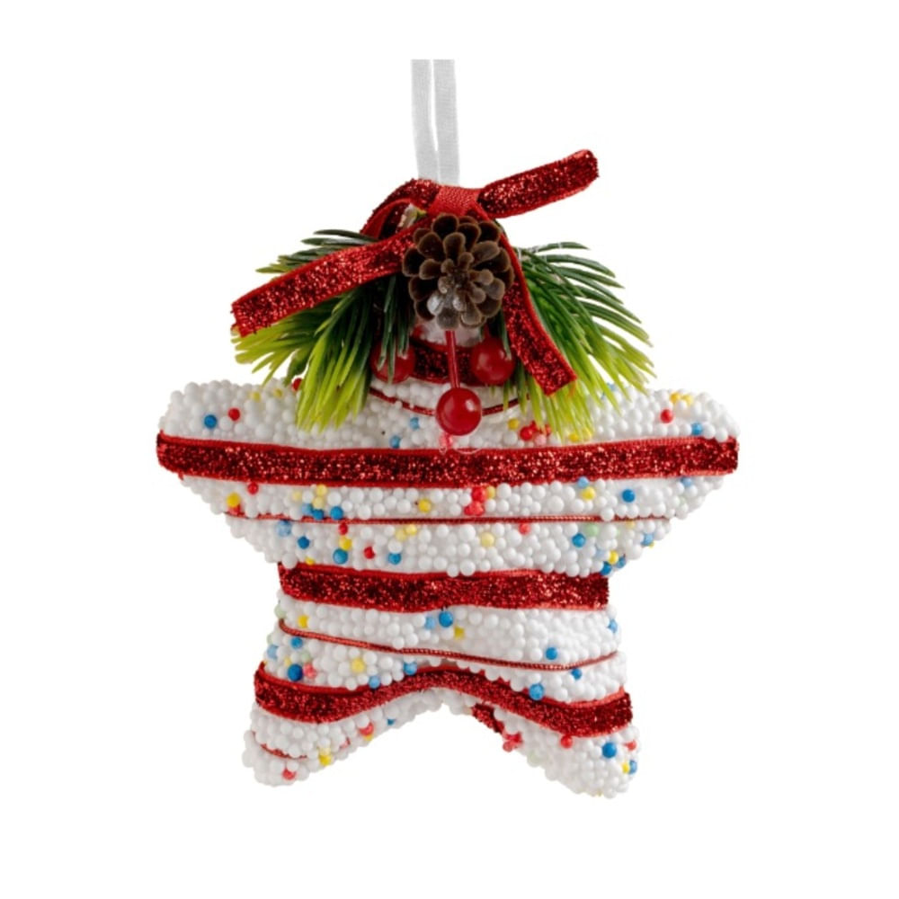 Adorno Navideño con Pinchos Estrellas Rojas y Blancas 11 Cm