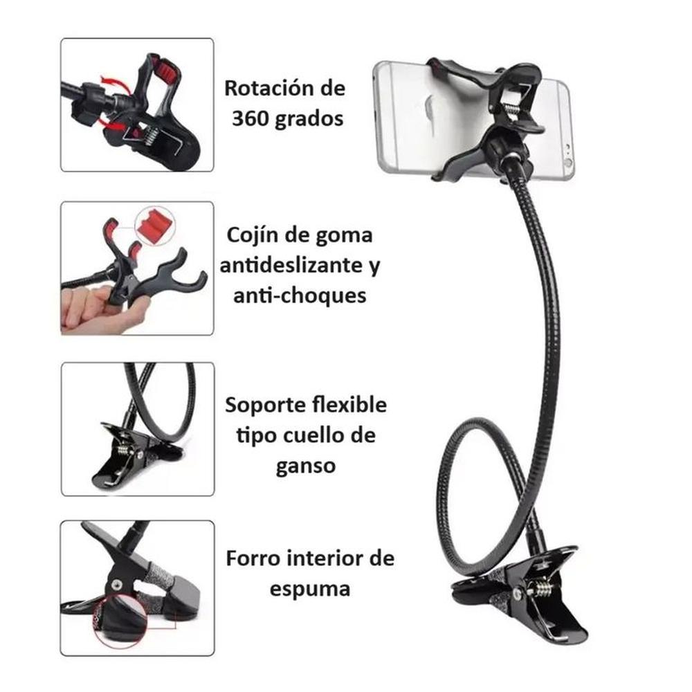 Soporte Universal Smartphone Phone Holder Clip Flexible 360 Genieka