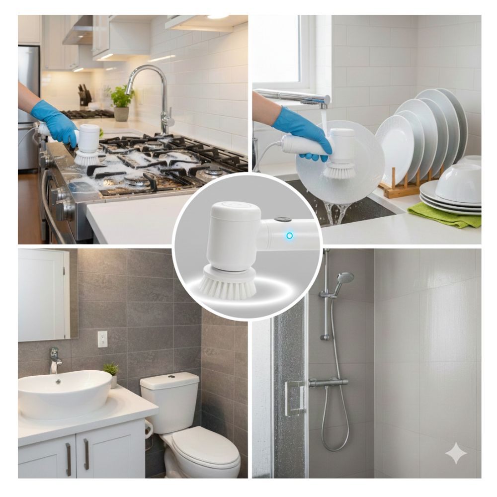 CEPILLO 5 EN1-LIMPIAR COCINA-DUCHA-LAVADERO-VENTANAS-RECARGABLE