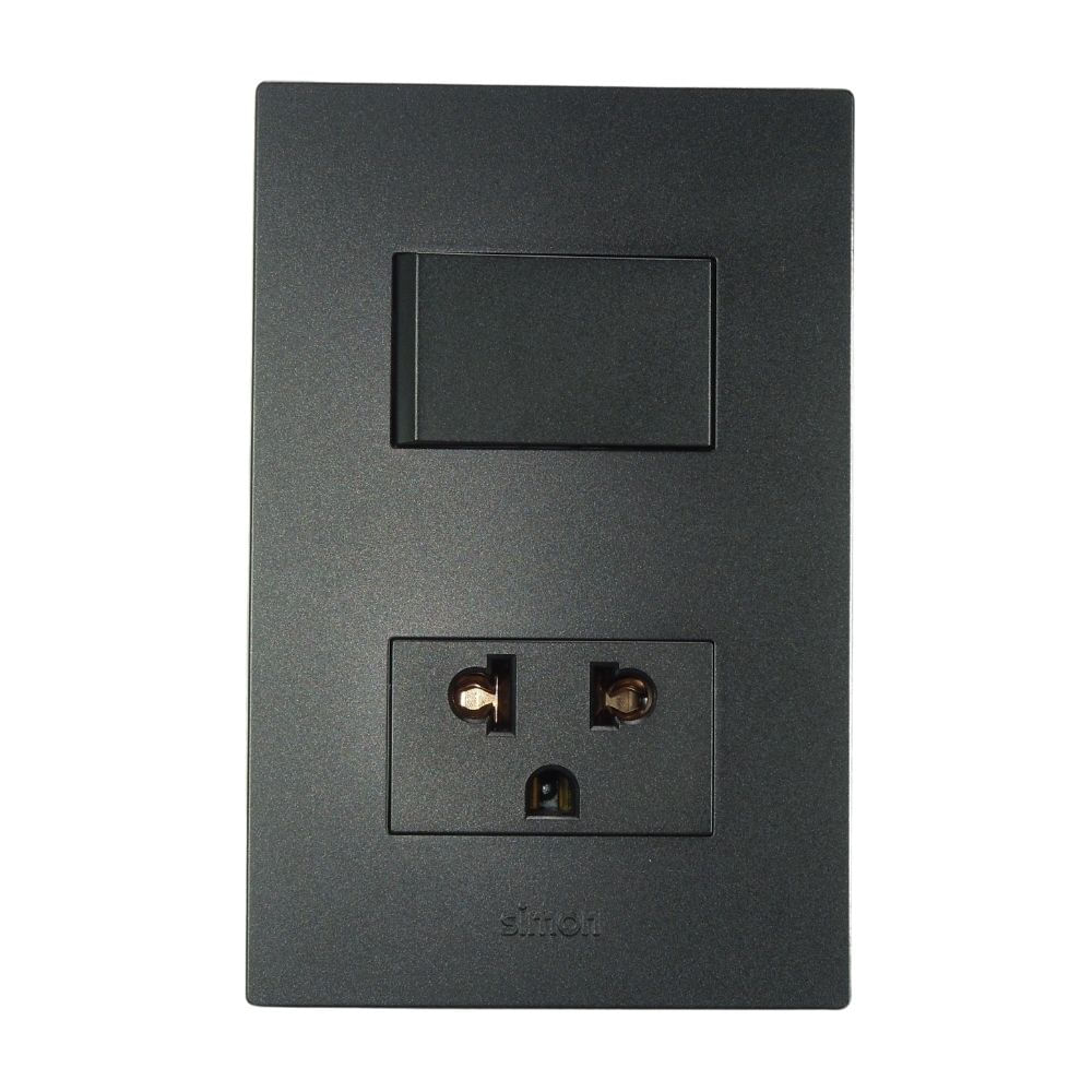 Interruptor + Tomacorriente Universal S220 Grafito Simon