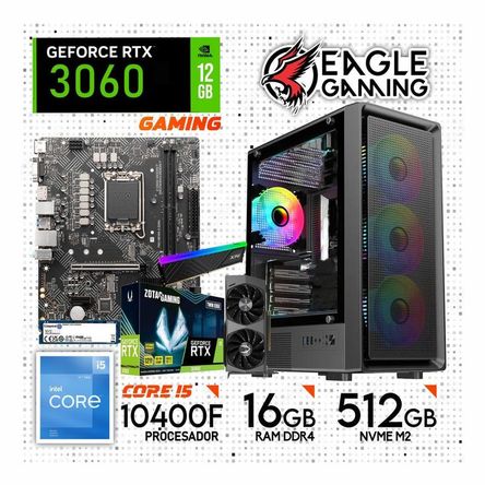 Computadora PC Gamer Core i5 10400F + RAM 16GB + SSD 512GB + VIDEO RTX 3060 12GB Computadora PC Gamer Core i5 10400F -RAM 16GB - SSD 512GB - VIDEO RTX 3060 12GB Computadora PC Gamer Core i5 10400F + RAM 16GB + SSD 512GB + VIDEO RTX 3060 12GB Computadora PC Gamer Core i5 10400F -RAM 16GB - SSD 512GB - VIDEO RTX 3060 12GB