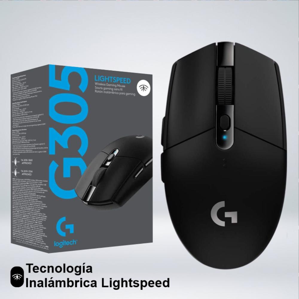 MOUSE GAMER G305 LIGHTSPEED SENSOR HERO 12K CON 6 BOTONES NEGRO