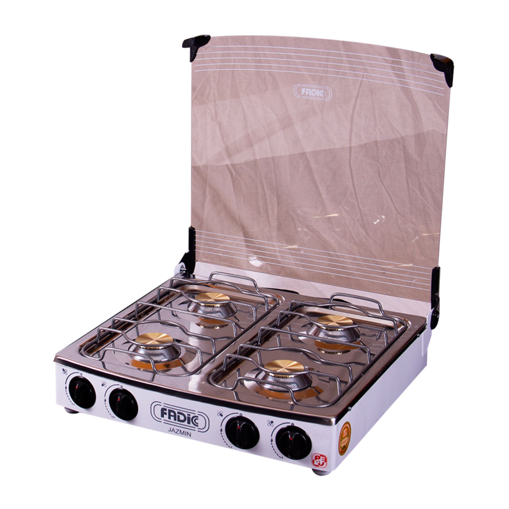 Cocina de Mesa 4 Hornillas  Acero Inoxidable Tapa de Vidrio Encendido Electrico  Marca Fadic