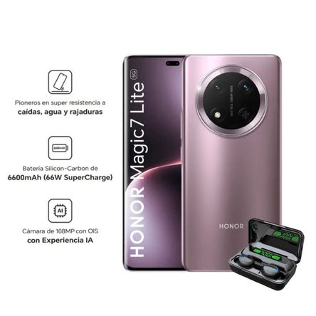 Celular Honor Magic 7 Lite 8+8 Ram-256Gb Color Lavander+Audifonos de Regalo Celular Honor Magic 7 Lite 8y8 Ram-256Gb Color Lavander y Audifonos de Regalo