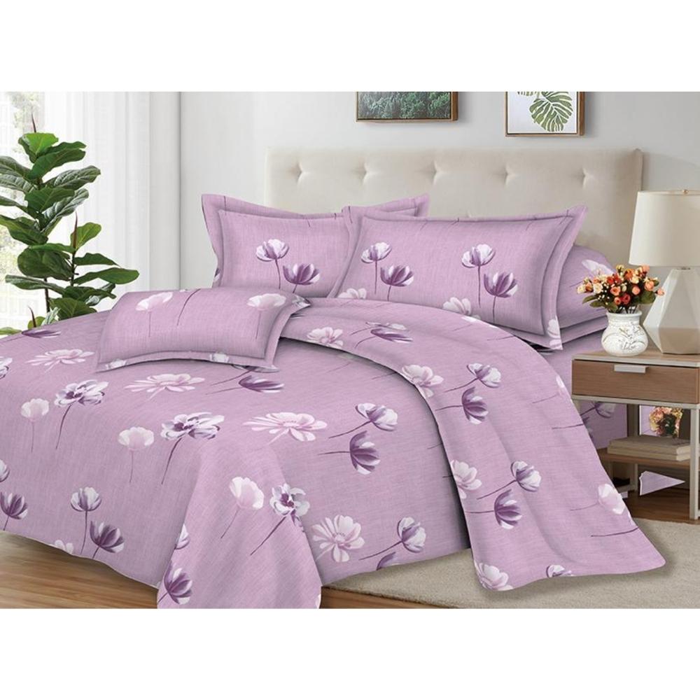 Juego de Sábanas 100% Suave Algodón 2Plazas 4 Piezas 2000 Hilos Jardín Violeta