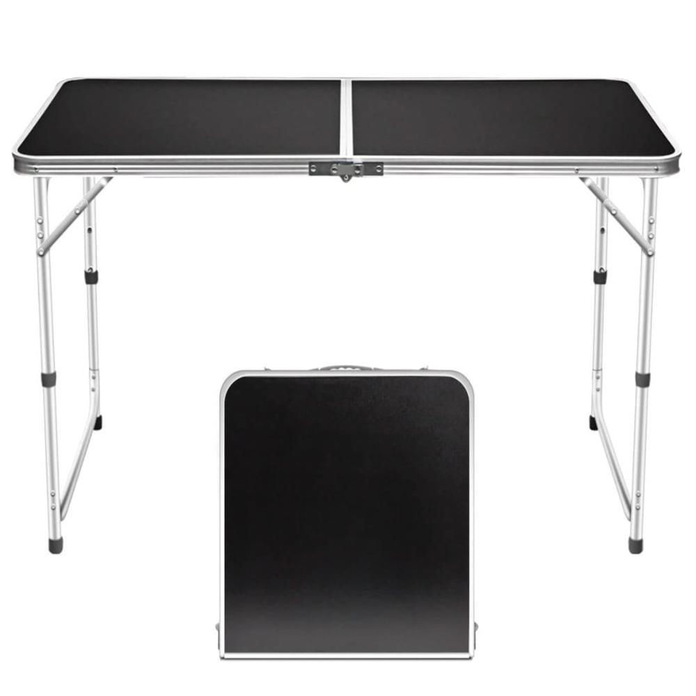 Mesa Plegable Portatil Camping Mesa de Aluminio para Picnic Playa Negro