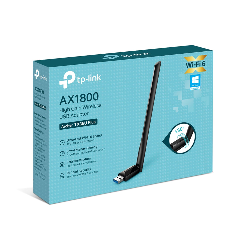 TPLink Archer TX35U Plus Adaptador WiFi AX1800 Doble Banda USB 30 Compatible con Windows y Mac