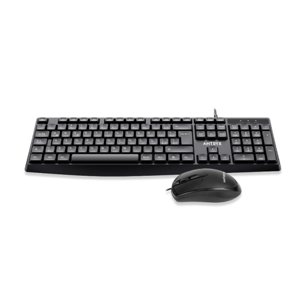 Teclado y Mouse Antryx PS960 USB Inalámbricos Negros Ergonomicos para Juegos y Trabajo