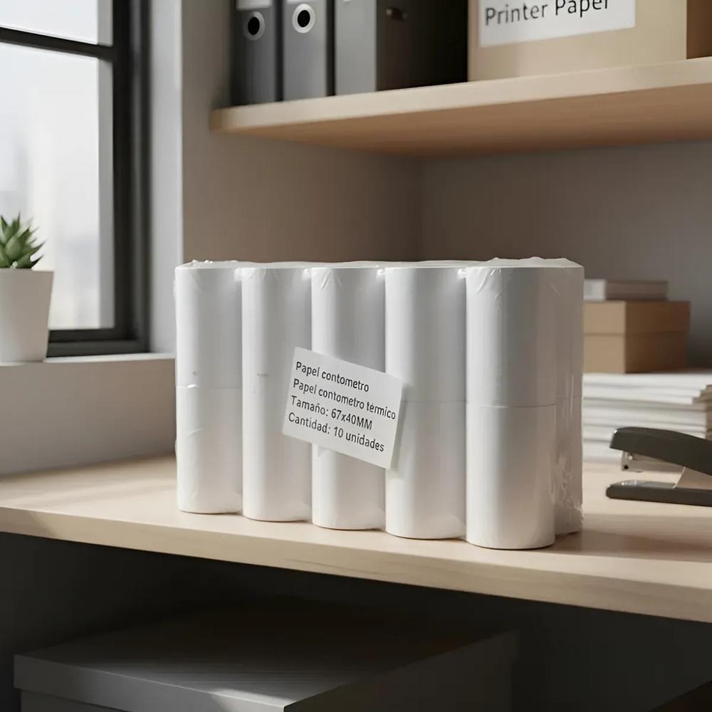 20 Rollos de Papel Contometro Termico Blanco 57x40mm 55g 57x40 para ticketera