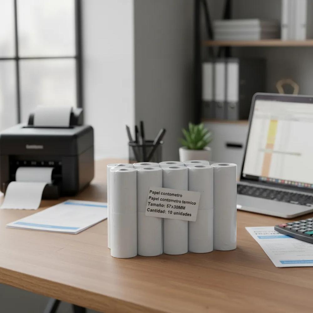 20 Rollos de Papel Contometro Termico Blanco 57x30mm 55g 57x30 para ticketera