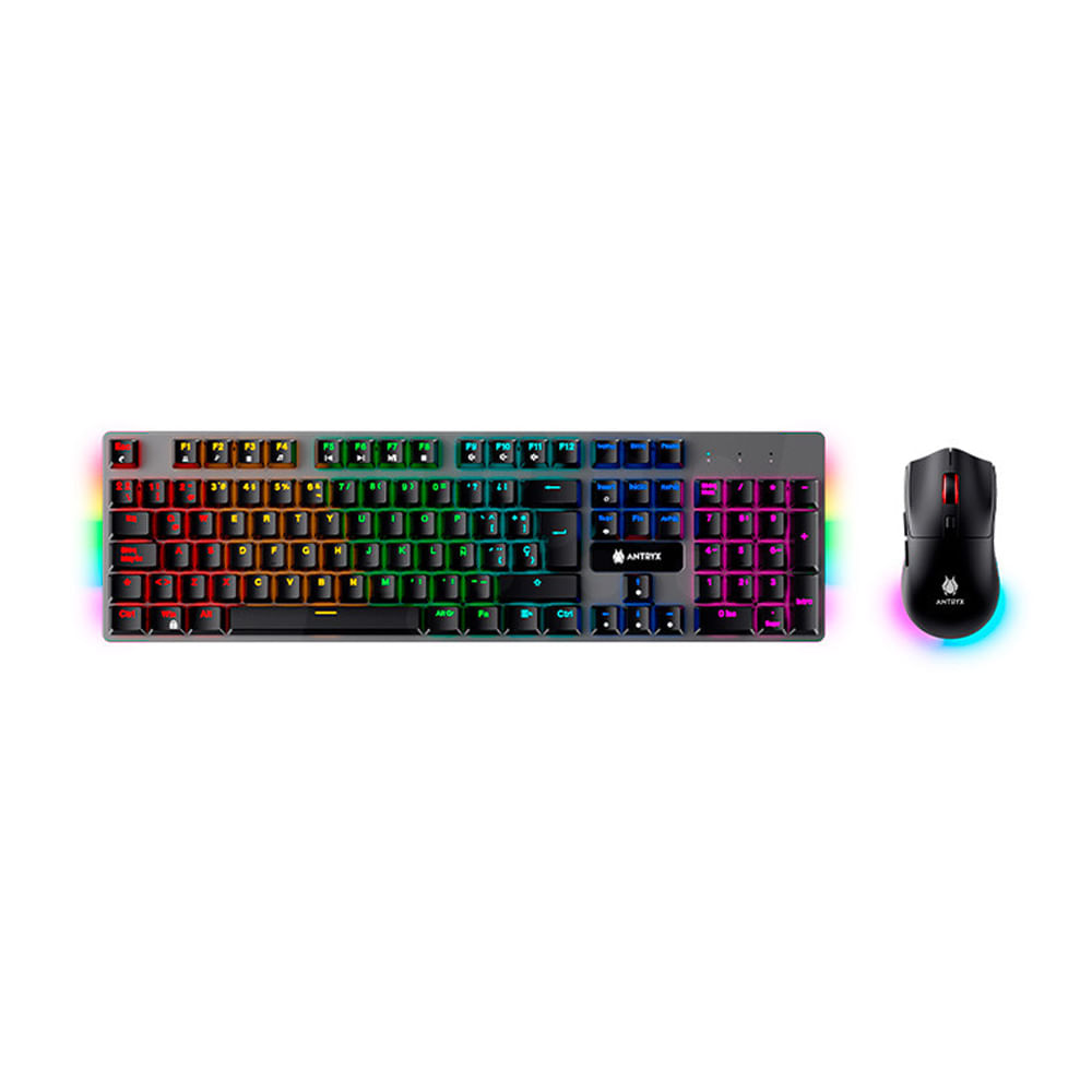 Teclado y Mouse Gaming ANTRYX GC4500 SWBLUE RGB Mecánico Inalámbrico y USB