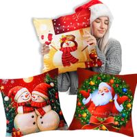 Funda Navideña para Cojín Pack x 3 de 45x45 cm Diseño en ambas Caras