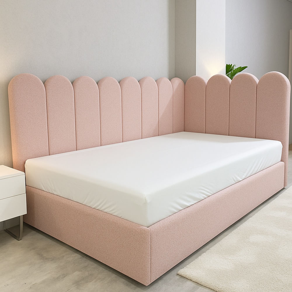 CAMA BOX TARIMA INFANTIL ROSA 1.5 PLAZAS
