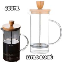 Prensa Francesa de Café con Mango y Tapa de Bambú