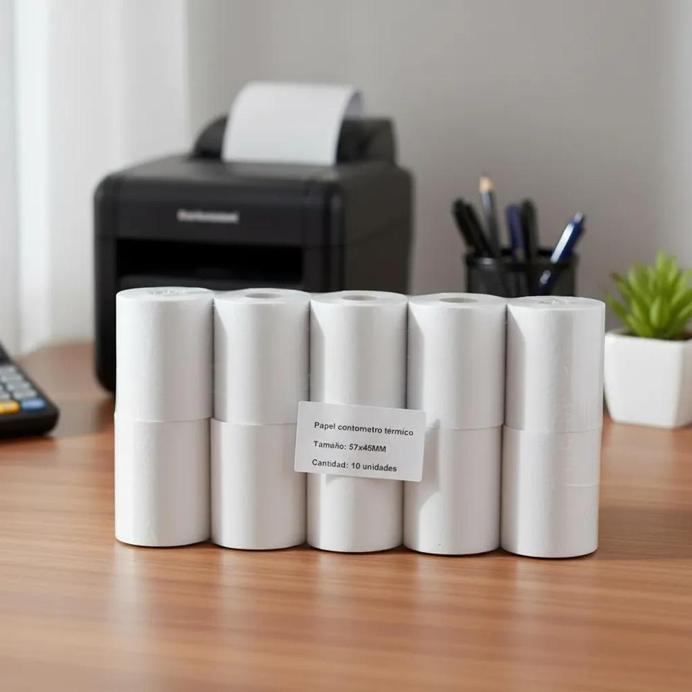 20 Rollos de Papel Contometro Termico Blanco 57x45mm 55g 57x45 para ticketera