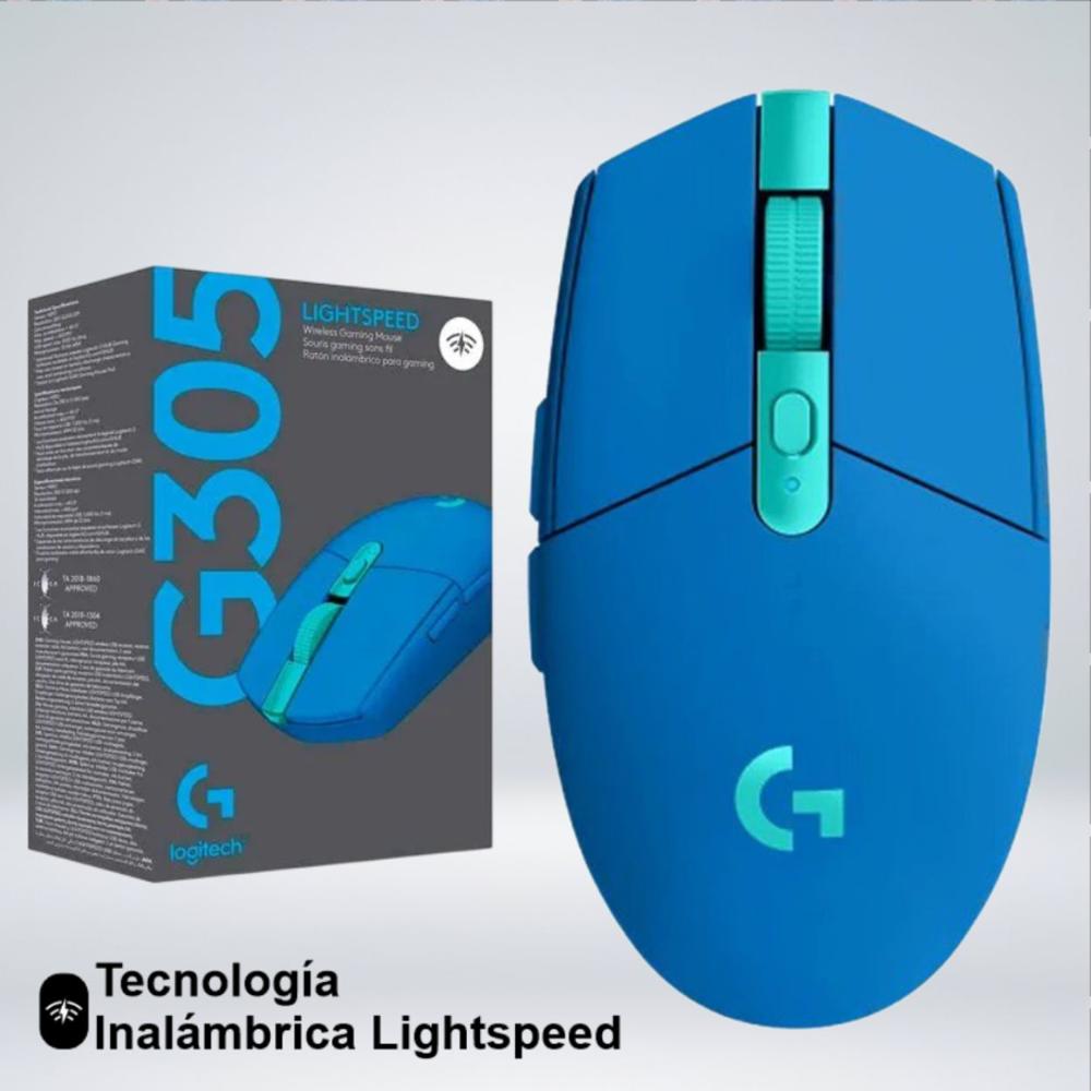 MOUSE GAMER G305 LIGHTSPEED SENSOR HERO 12K 6 BOTONES AZUL