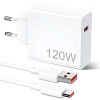 Cargador Carga Rapida 120W con Cable Tipo A Blanco