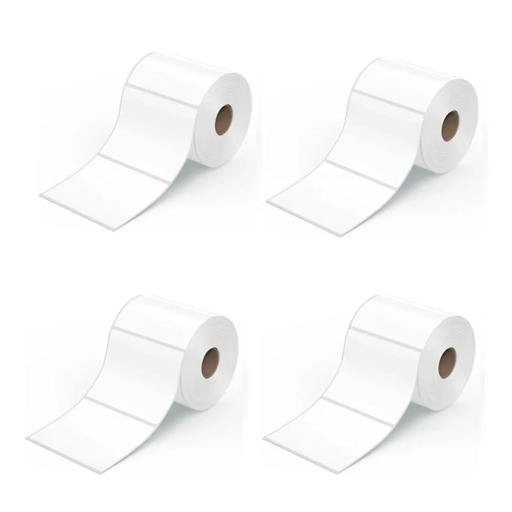 04 rollos de 550 etiquetas adhesivas térmico directo blanco TD 50x50mm