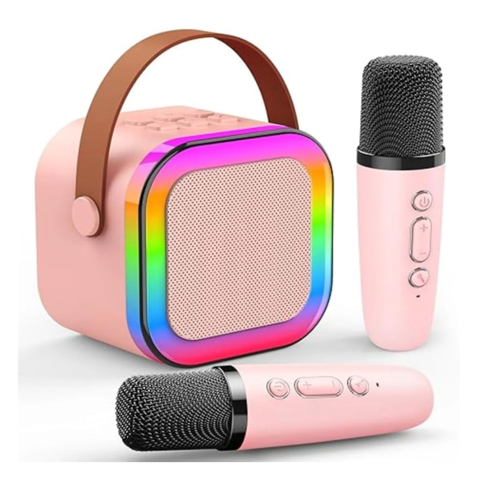 Mini Parlante Karaoke para Niños con Doble Micrófono y Luces RGB