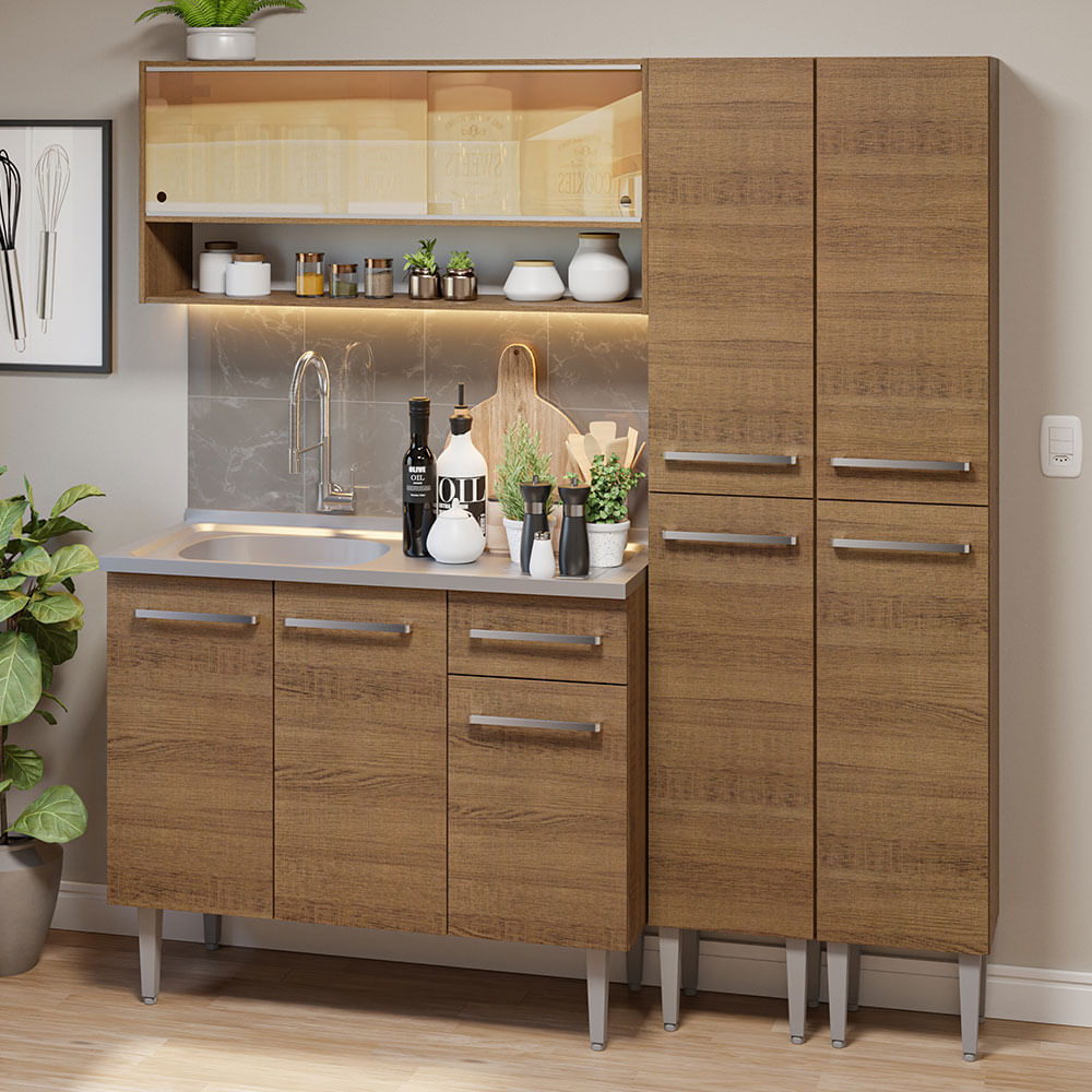 Mueble de Cocina Integral Emilly 169 cm con Lavadero - Marrón 14