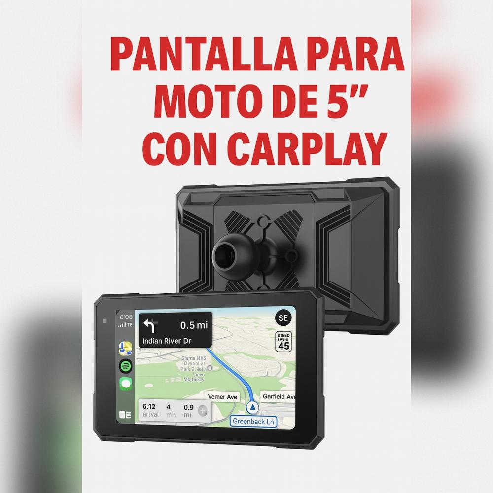 Pantalla GPS 5 para Moto - CarPlay y Android Auto - Impermeable IP67