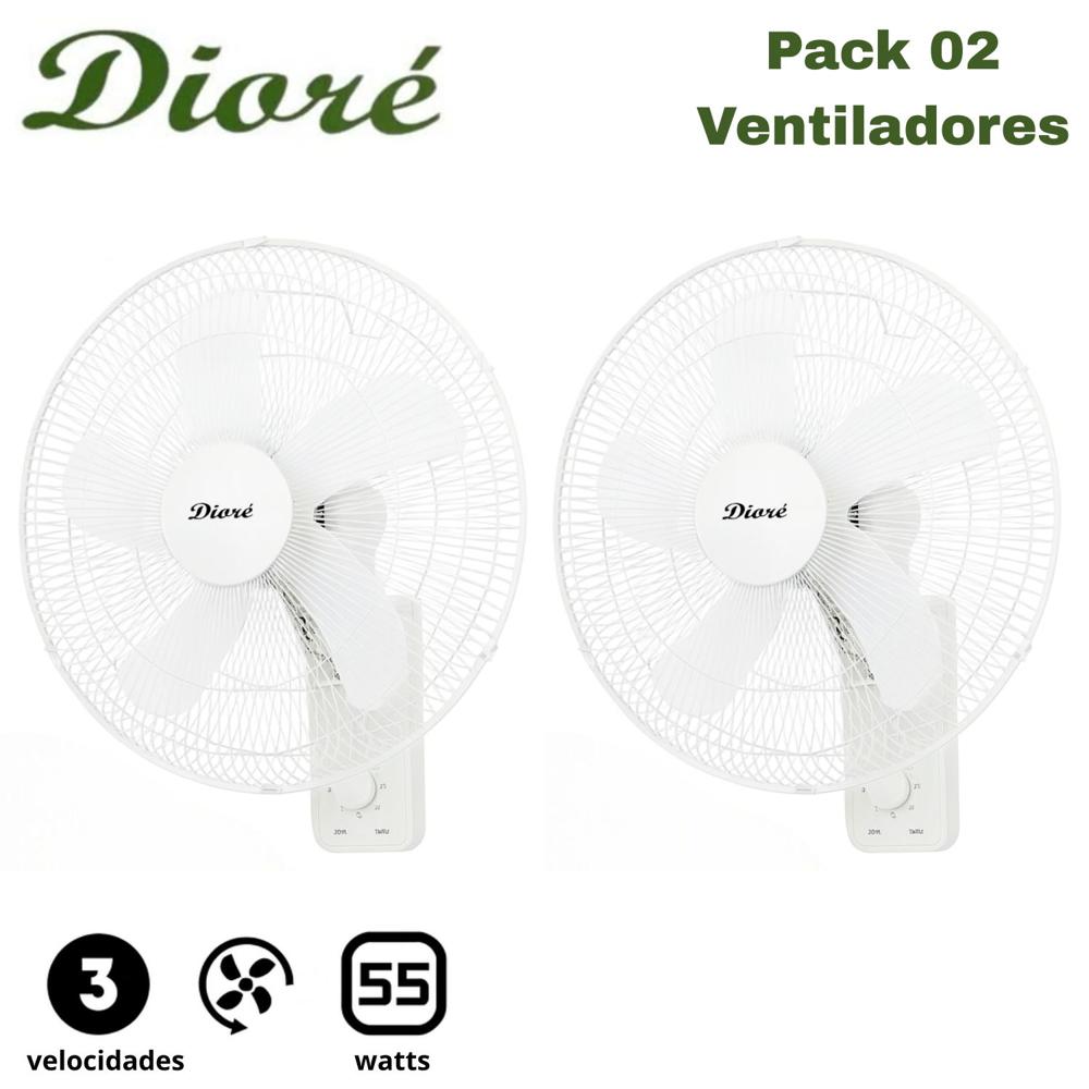 Pack 02 Ventilador de pared Dioré MWF 1605 3 velocidades 5 aspas 55 W Blanco