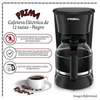 CAFETERA ELÉCTRICA PRIMA DE 12 TAZAS - NEGRO