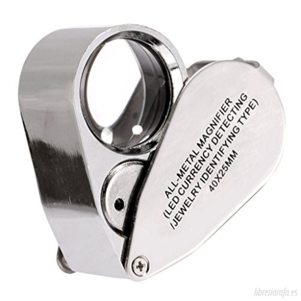 Lupa Metalica 40x 25mm Con Luz Led Geologo Joyero Luz Uv