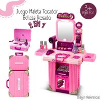 JUEGO MALETA TOCADOR BELLEZA ROSADO 2 EN 1
