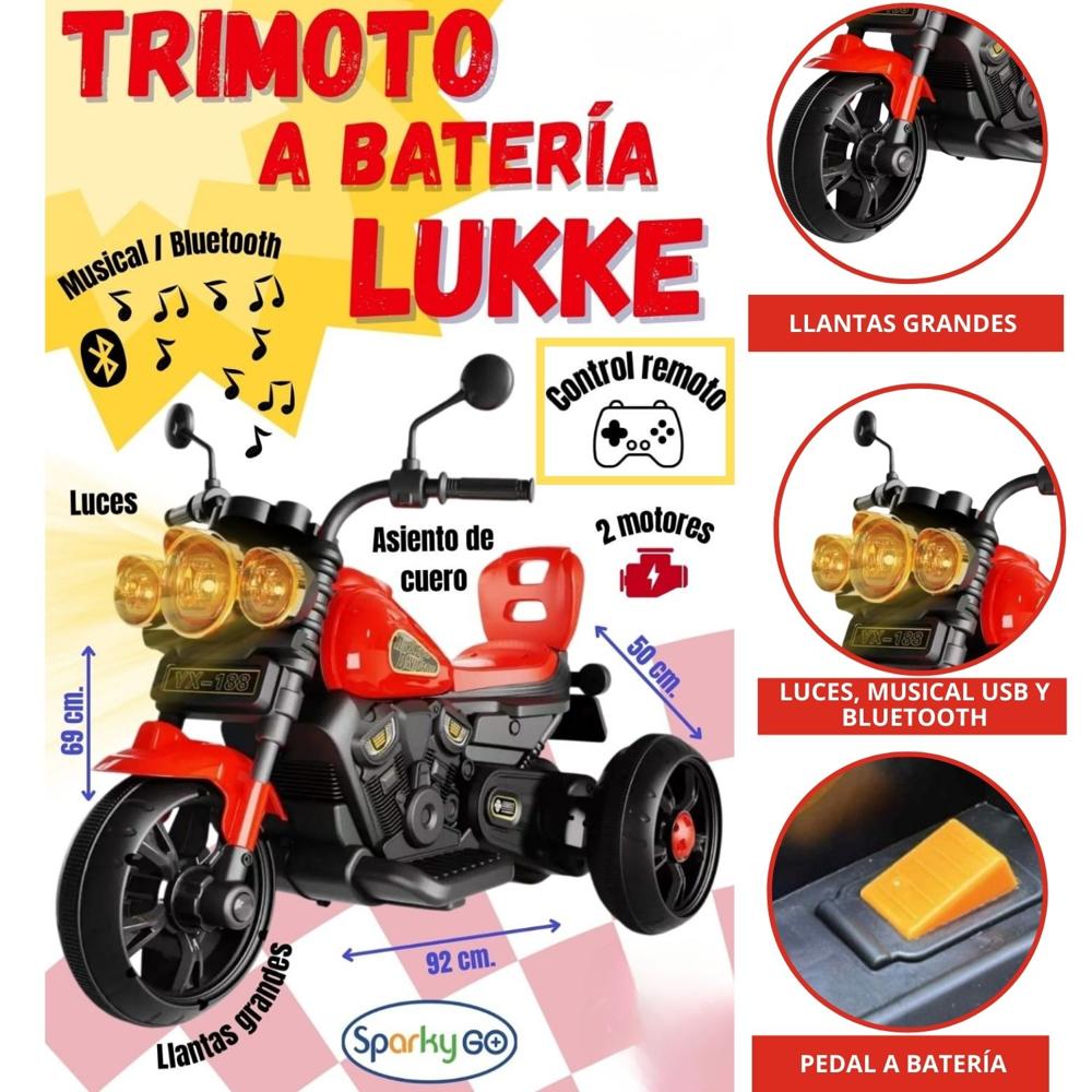 Trimoto a Batería con control remoto LUKKE Rojo