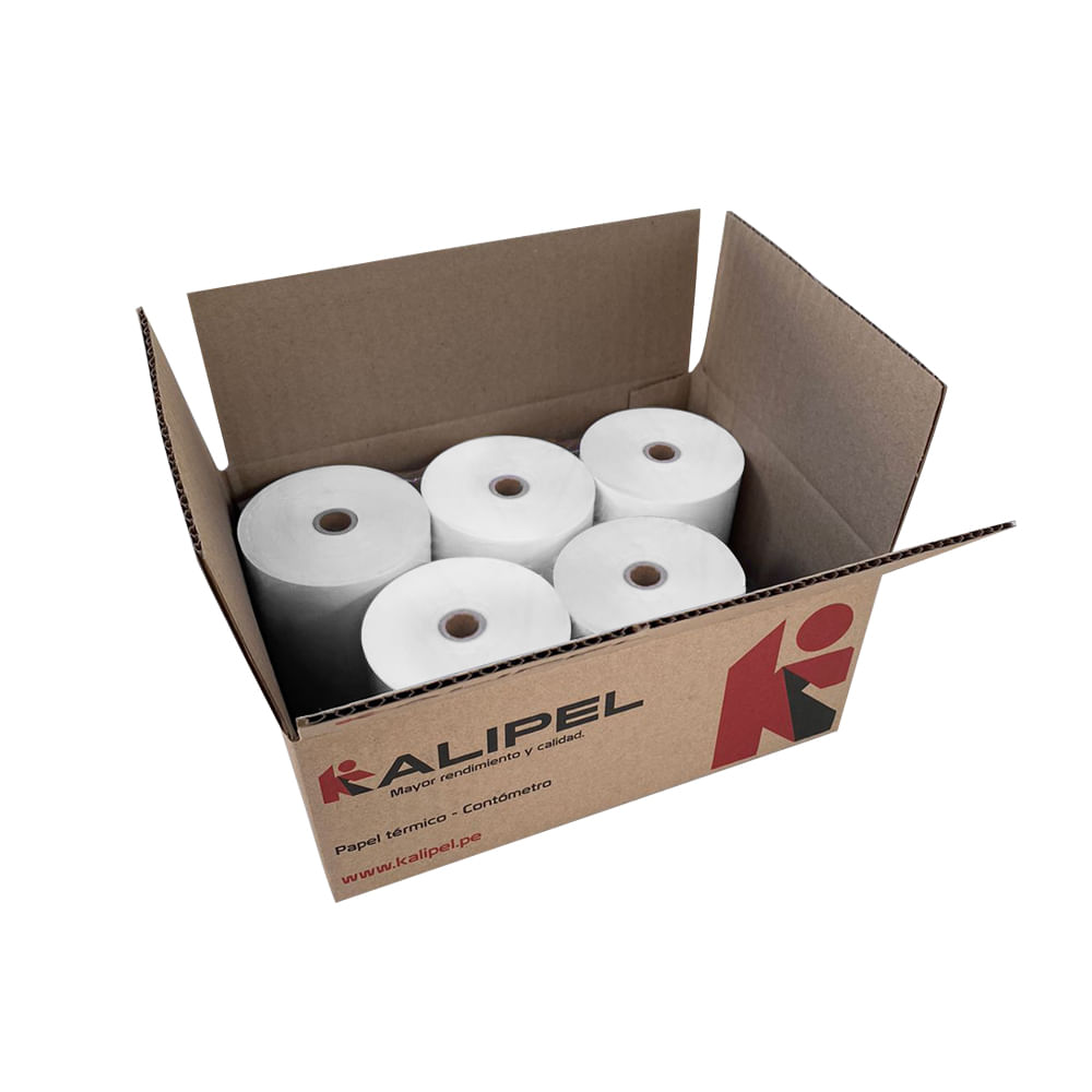 Papel Termico 5 Rollos 55 gr Contometro 80x80mm KALIPEL Papel Termico 5 Rollos 55 gr Contometro 80x80mm KALIPEL