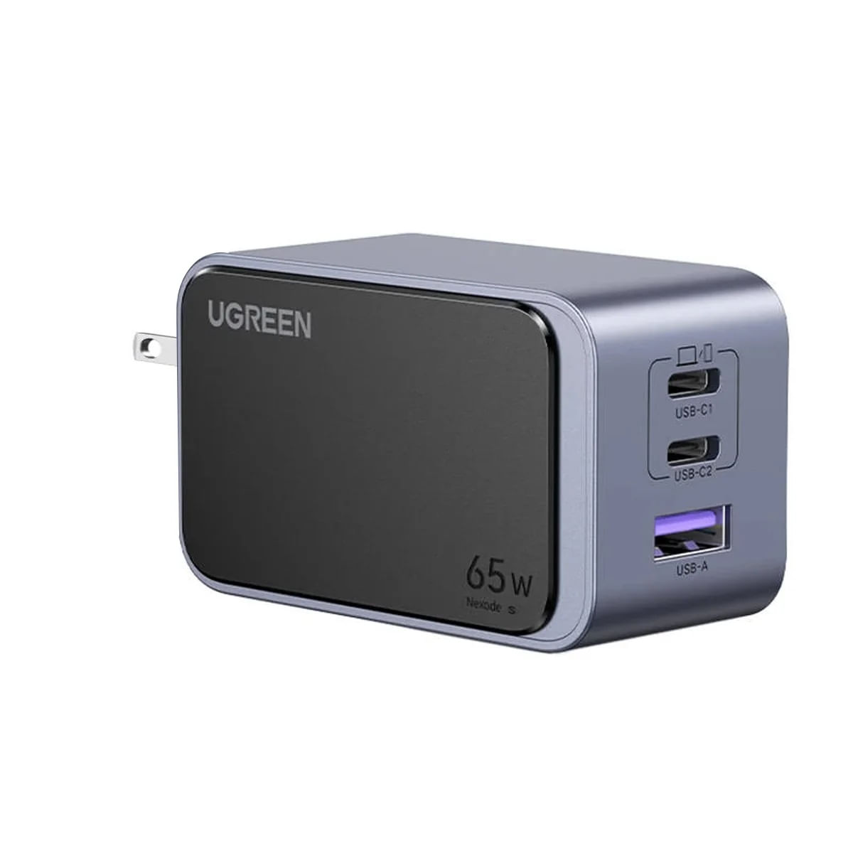 Cargador Ugreen 3 Puertos De Carga Rápida 65w Usb A + 2 Usb C (gris)