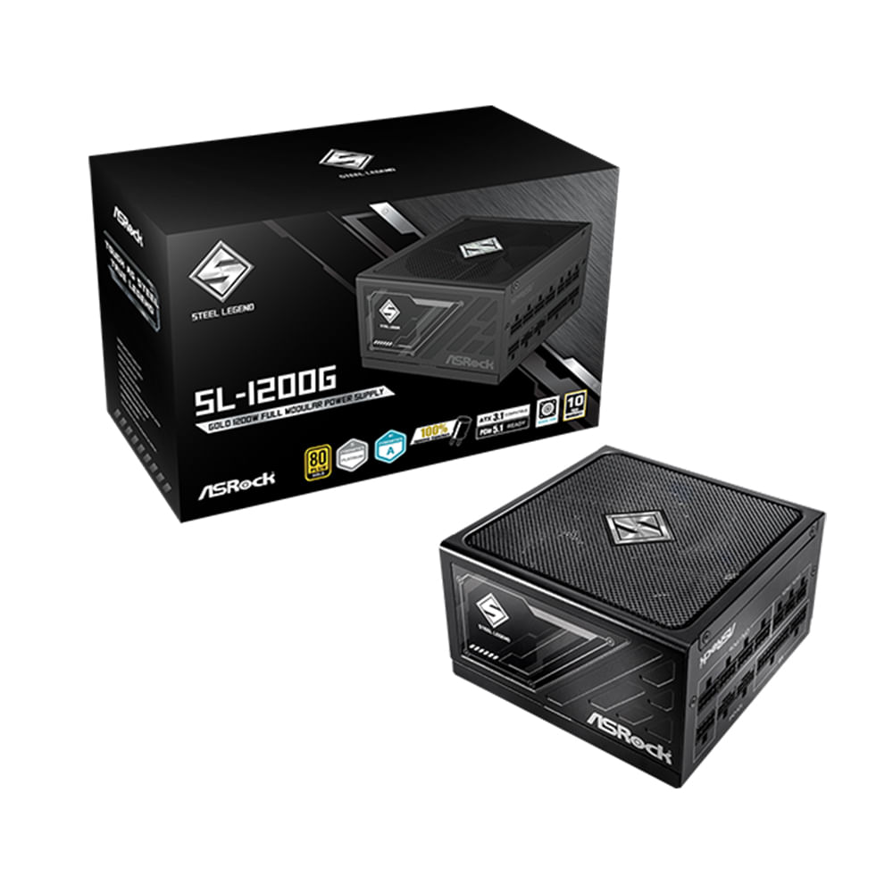 Fuente de Poder ASRock SL1200G 1200W 80 Gold Modular Negra para Máxima Eficiencia Energética