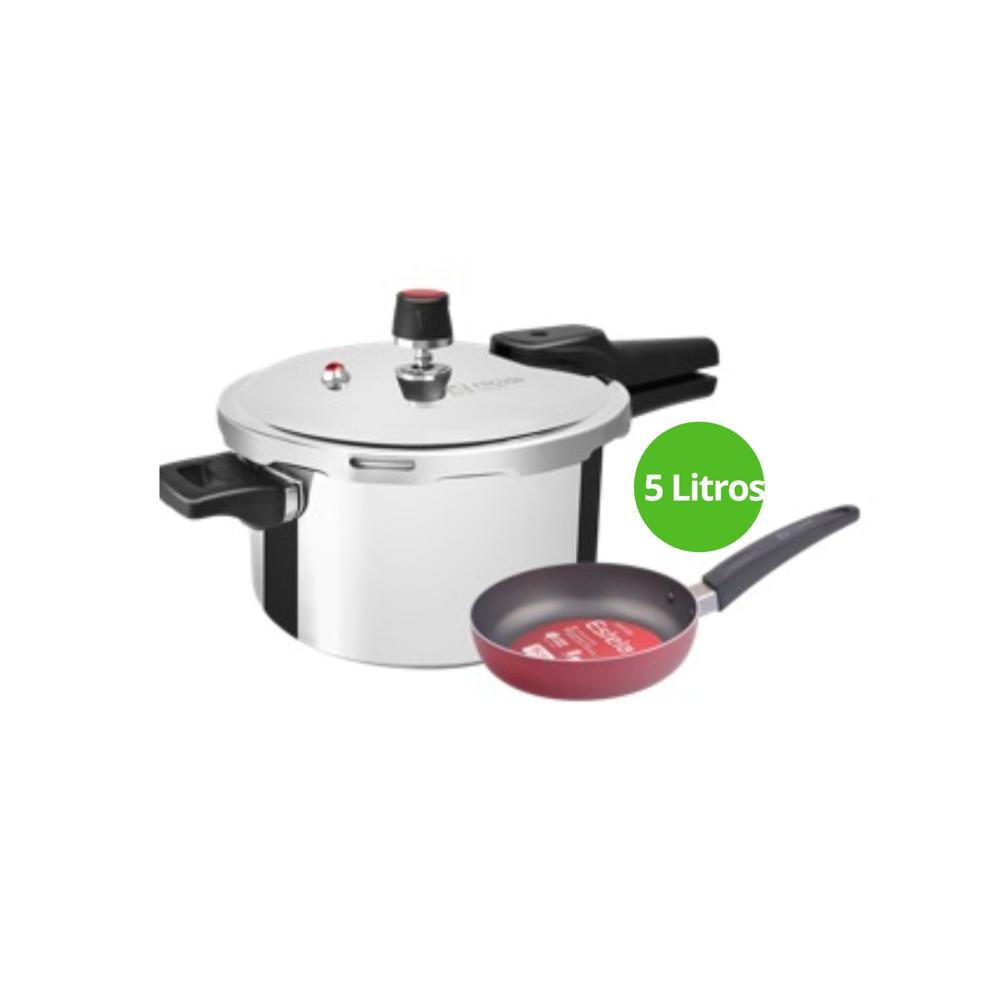 Olla a Presion 5 Lt   Facusa Acero Inoxidable y Sarten Estela 16