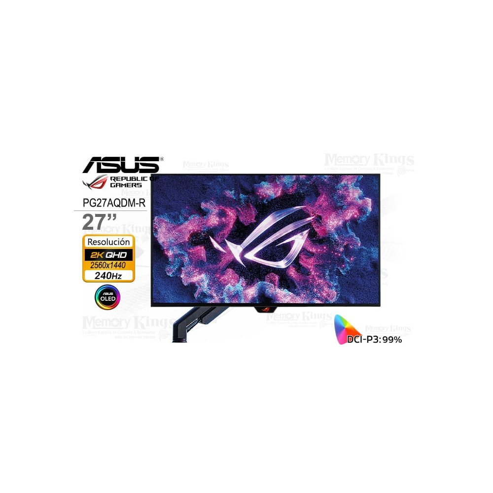 Monitor ASUS ROG Swift 27 OLED 2K QHD 240Hz 003ms para Gaming y Pivote Ajustable