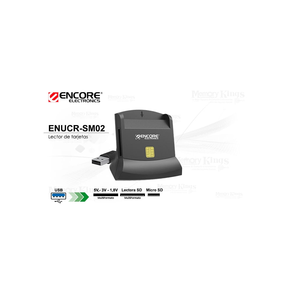Lector de DNI Electrónico Encore ENUCRSM02SD Conexión USB compacto y de alta velocidad