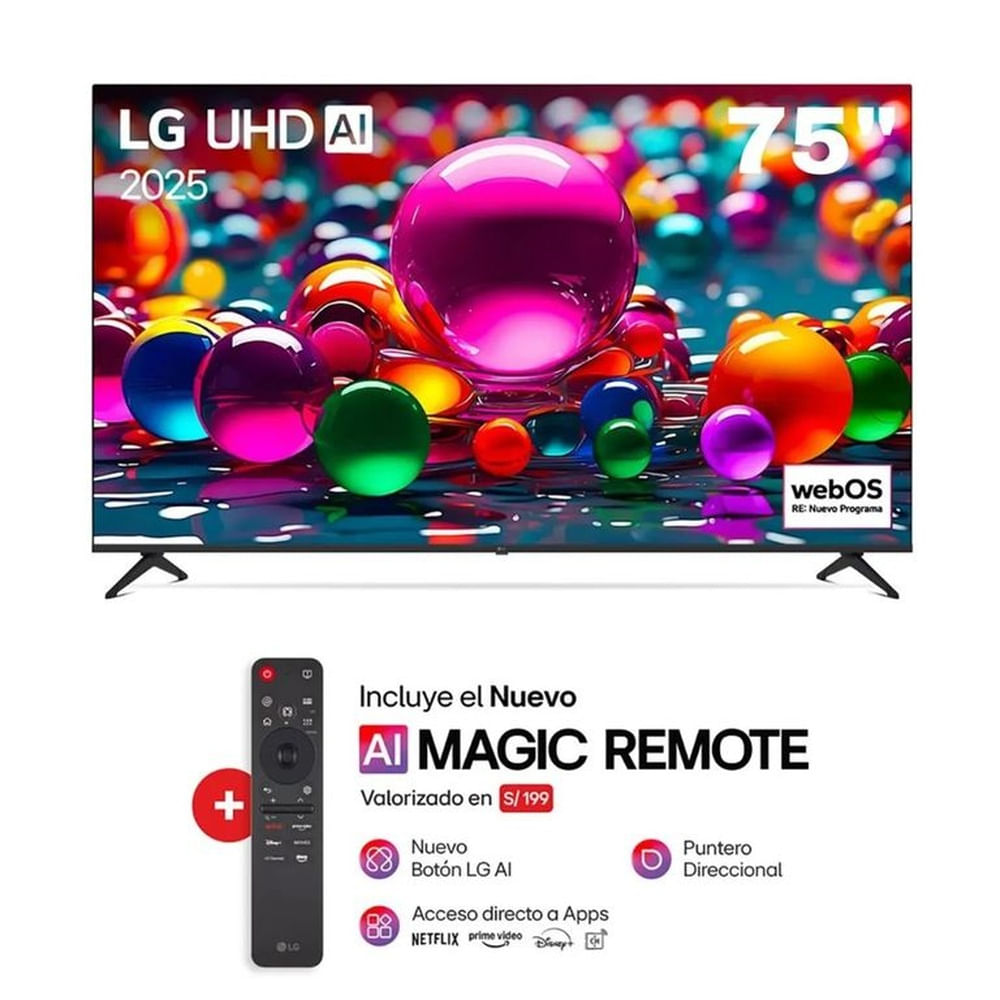 TELEVISOR LG 75 UHD 4K THINQ AI SMART TV 75UA8000PSB 2025