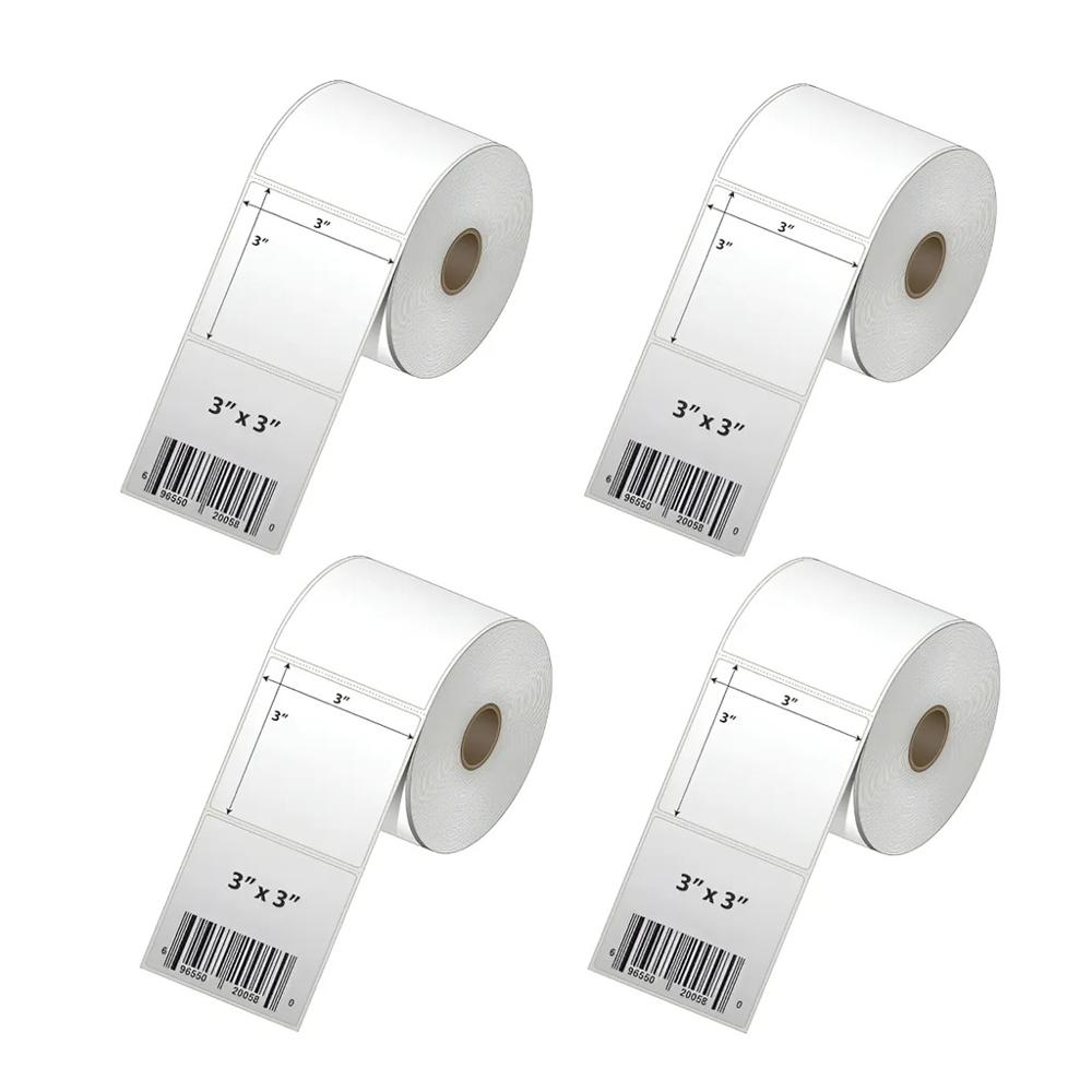 4 Rollos de 100 etiquetas adhesivas térmico directo blanco 76x76mm TD