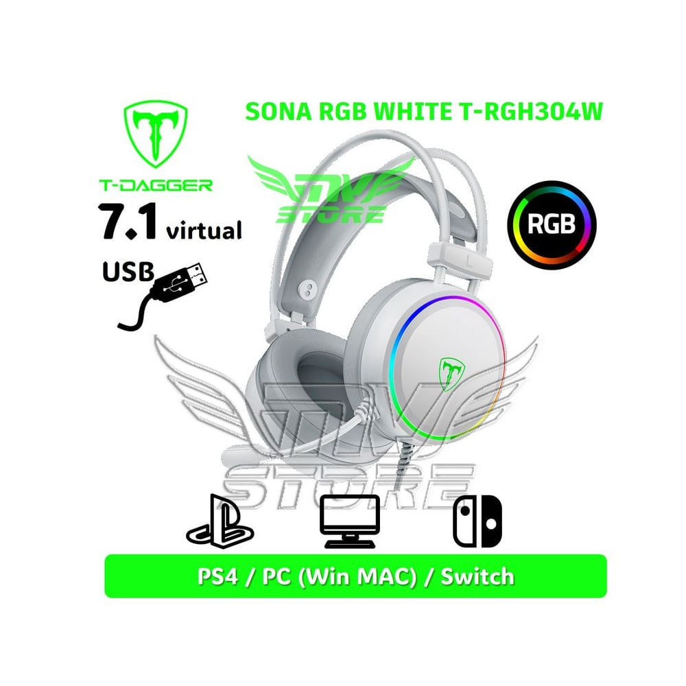 Audífonos T-Dagger Sona T-RGH304 RGB Color Blanco