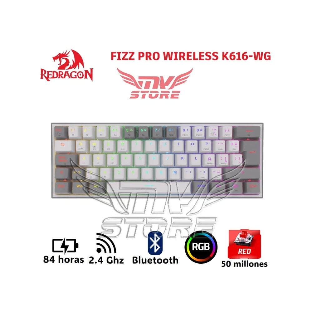 Teclado Mecanico Inalambrico 60% Redragon Fizz Pro K616 RGB
