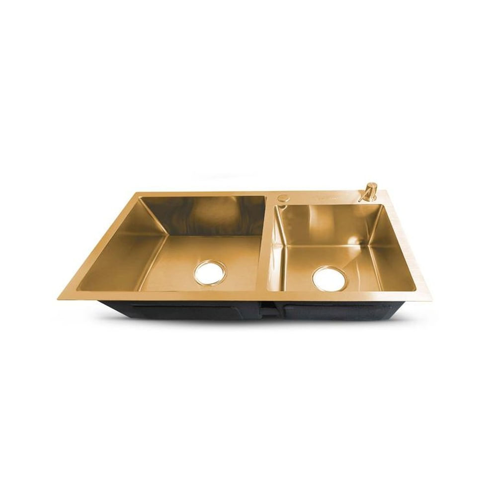 PRM-7843G LAVADERO PRIME DE ACERO INOX GOLD DOBLE POZA CACCES 78X43X23CM - FRATELLI