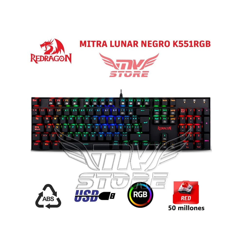 Teclado Mecanico Redragon Mitra K551 Negro Español K551RGB