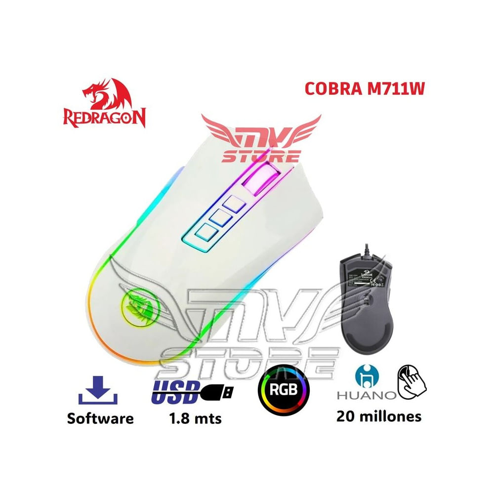 Mouse Gamer RGB Redragon Cobra Blanco M711