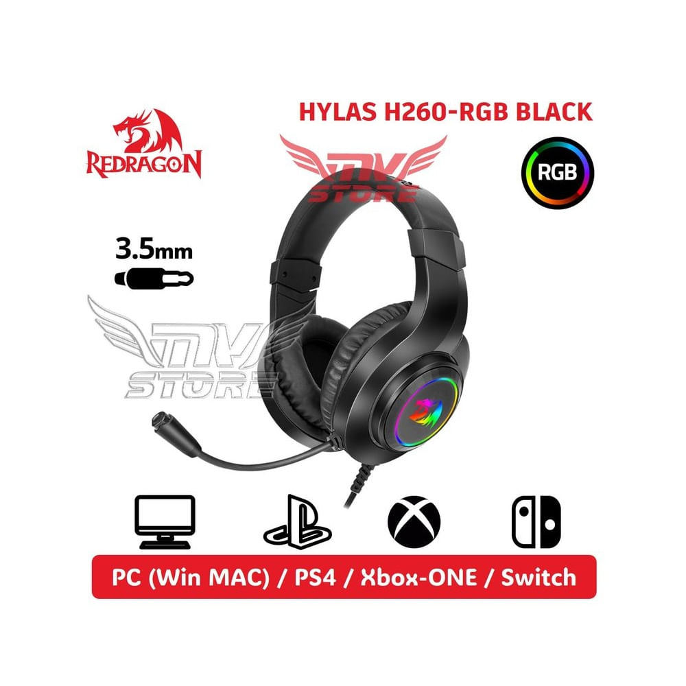 Audífonos Redragon Hylas H260 RGB Color Negro