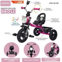 Triciclo chavito con Luces y Sonido Brose Rosado
