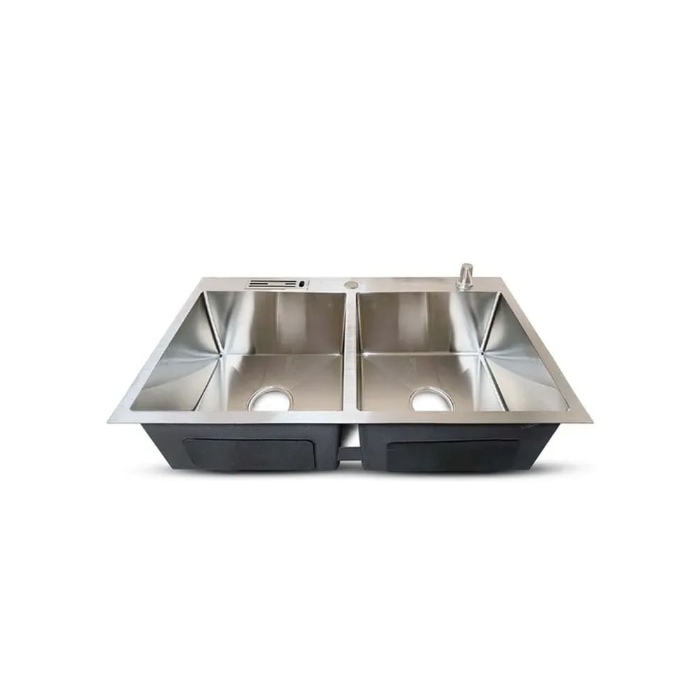 PRM-8448S LAVADERO PRIME DE ACERO INOX SATINADO DOBLE POZA CACCES 84X48X23CM - FRATELLI